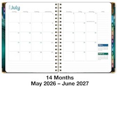 HARDCOVER Academic Year 2026-2027 Planner: 14 8.5″ x 11″ Teal Gold Marble