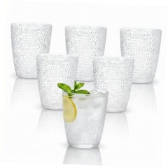 Clear Acrylic Drinking Glasses Set of 6, Plastic Cups Reusable, Unbreakable
