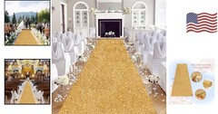 4FT×15FT Gold Glitter Aisle Runner – Stain & Water Resistant for Special Events
