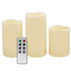 Waterproof Outdoor Battery Operated Flameless Candles Dark Ivory, 3″x4″,5″,6″