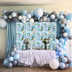 Artificial Flower Wall 6 Panels White Blue Peony Rose For Wedding Backdrop