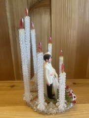 1950’s 1960’s Vintage Hand Beaded Wedding Cake Topper Wilton Bride Groom