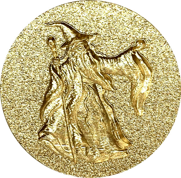 3D Bearded Wizard with Staff, textured background, 1″ dia. Wax Seal Stamp head