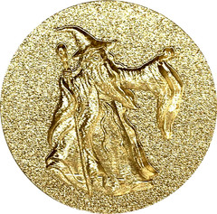 3D Bearded Wizard with Staff, textured background, 1″ dia. Wax Seal Stamp head