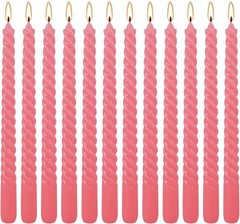 WPONSZU 10 Inch Pink Spiral Taper Candle Set of 12 Pack Unscented 12pink