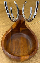 Nambe Holiday Reindeer Dish Bowl MT0887 Acacia Wood Alloy Antlers