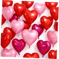 18 Pcs Heart Shape Balloons Red Pink Hot Pink Valentines Day Balloons Love