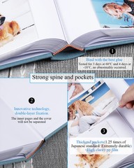 1DOT2 Photo Album 4×6 Hold 12.8 x 8.8 x 2.4 inches, 402 photos, Cyan Blue