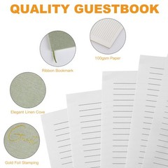 Utron Elegant Wedding Guest Book, Linen Guestbook to Sign in, Polaroid Green
