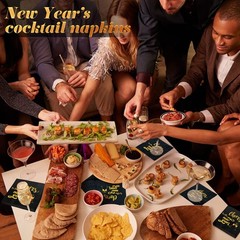 Sinmoe 100 Pcs New Years Eve Napkins Cocktail 2026 Disposable Paper Gold and …