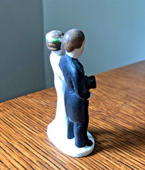 Vintage Cake Toppers 1930 Pair 3″ 4″ flowers classic bride and groom flapper