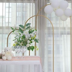 5 ft Gold Metal Floral Display Frame Round Top Backdrop Stand Wedding Arch Event