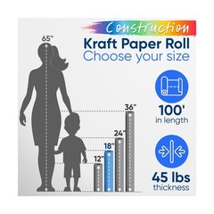 18″ x 1200″ (100 ft) USA-Made Multi-Color Construction Paper Rolls, 45 lbs/66…