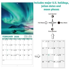 2026 Calendar, 2026 Wall Calendar, Northern Lights Calendar 2026 from Jan 202…