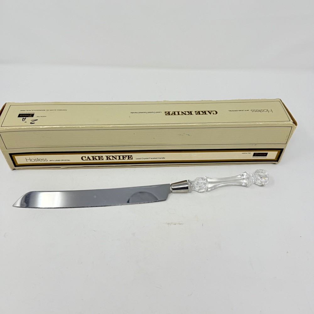 Fostoria Cake Knife Lead Crystal Handle Stainless Steel Blade Size 13 1/4″