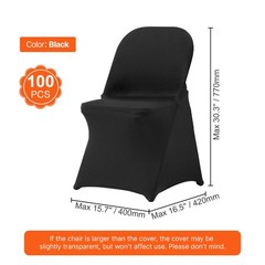 VEVOR 100PCS Black Stretch Spandex Folding Chair Covers for Wedding Party Dining