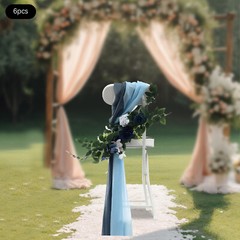 Artificial Flower Wedding Chair Ornament Blue Chair Flower Decor Outdoor Wedding