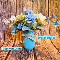 Sola Wood Dusty Blue Wedding Floral Table Centerpieces Set of 3 Mason Jar Decor