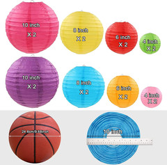 16 Pcs Colorful Paper Lanterns (Multicolor,Size of 4”, 6”, 8”, 10”) – Chinese/Ja