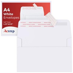 ACSTEP 100Pack A4 Envelopes 4-1/4 X6-1/4 A4(4-1/4 X 6-1/4) 100 PCS, White