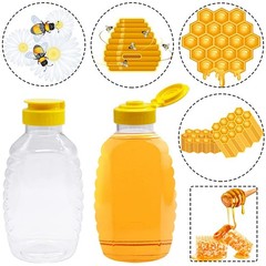 Qinsihwn 8 Pack 16oz Clear Plastic Honey 8 PCS Bottles