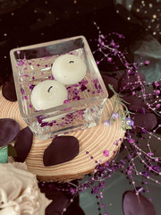 12Pcs Purple Crystal String for Floating Candles Centerpieces Table Decorations,