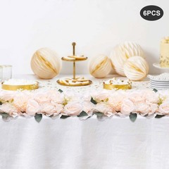 6* Dining Table Flower Centerpieces Silk Champagne Rose Flower Arrangement Deco