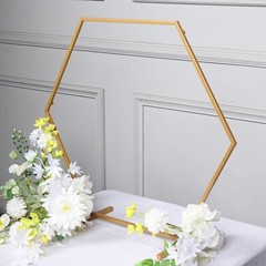 24″ GOLD Geometric Metal Flower FRAME Hexagon Table Arch Centerpiece Party Event