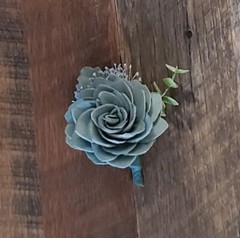 Dusty Blue Sage Bridal Bouquet Hydrangea Succulent Sola Wood Wedding Flowers