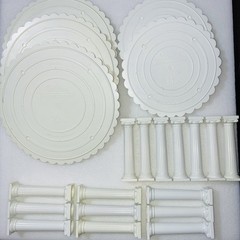 Wilton Decorator Preferred White Tiered Wedding Cake Stand Set Plates Columns