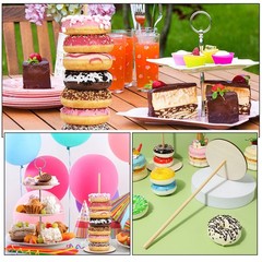 6 Sets Wooden Donut Rack Display Holder Beige Reusable for Table