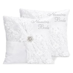 Nuestra Boda Wedding Kneeling Pillows Cover Set of 2, 16 x 16 Inch Embroidered