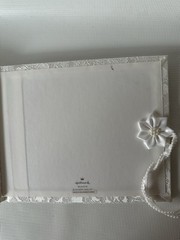 Hallmark WCA3378 Wedding Guest White Fabric Lace Floral Covered Book Vintage