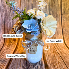 Sola Wood Dusty Blue Wedding Floral Table Centerpieces Set of 3 Mason Jar Decor