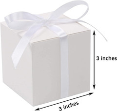 25Pcs Wedding Favor Boxes, Paper Gift Boxes 3X3X3 Inches Small Gift Boxes with R