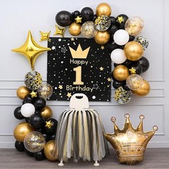 Zesliwy Black Gold Confetti Balloons 12 Inch (Pack of 50), White