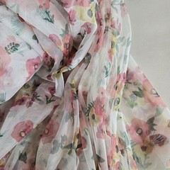 Floral Pastel Sheer Tulle Fabric Yardage 200 X 62 Romantic Cottage Sewing Craft