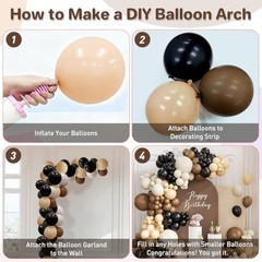 Black Brown Nude White Balloon Garland Arch Kit, 167Pcs Black Brown White