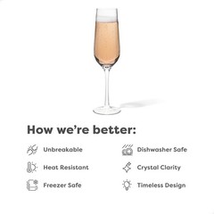 TOSSWARE Reserve 9oz Champagne Glass Set of 4, 4 Count (Pack 1), Clear
