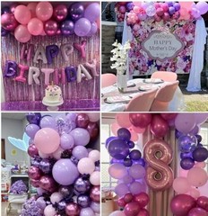 Pink and Purple Party Balloons, 50Pcs 12 Inch Purple Pink Balloons, Pink Purple