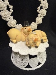 Country Western Harley & Hanna HOG Pig Wedding Cake topper funny farm animals H
