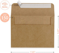 A7 Brown Self Seal Envelopes, 100 Pack, 5X7 Inches(True 5.25 X 7.25 In.), Kraft