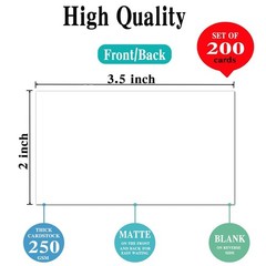 2×3.5 Blank White Cardstock Paper Set of 200 – Small 2 x 3.5-200PCS, white