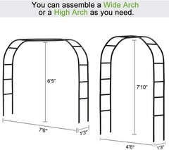 Metal Garden Arbor Wedding Arch 76.8 Inch H x 90.5 W 94.5 H Black