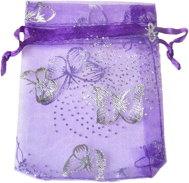 100Pcs Organza Wedding Party Gift Bags Butterfly Drawstring Pouches Jewelry Gift