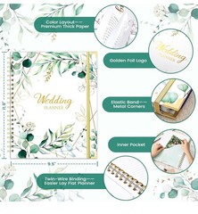 Wedding Planner & Organizer – Hardcover, Metal Corner. 5 Inner Pockets 9.5×11.9”