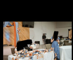 Lings Moments Wedding Flowers Set Russet Orange and Denim Blue