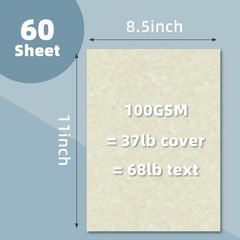 60 Sheets Parchment Paper for Certificates, 8.5″ x 11″, 100 GSM Ivory