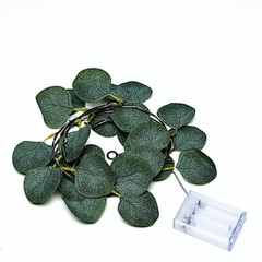 GREEN 7 ft LED Eucalyptus Leaves GARLAND Battery Operated Fairy Lights Wedding