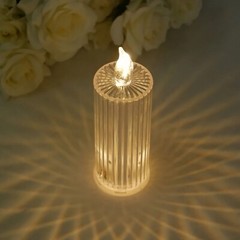 3 Warm White 6″ Battery Operated Diamond Light Pillar LED CANDLES Party Events